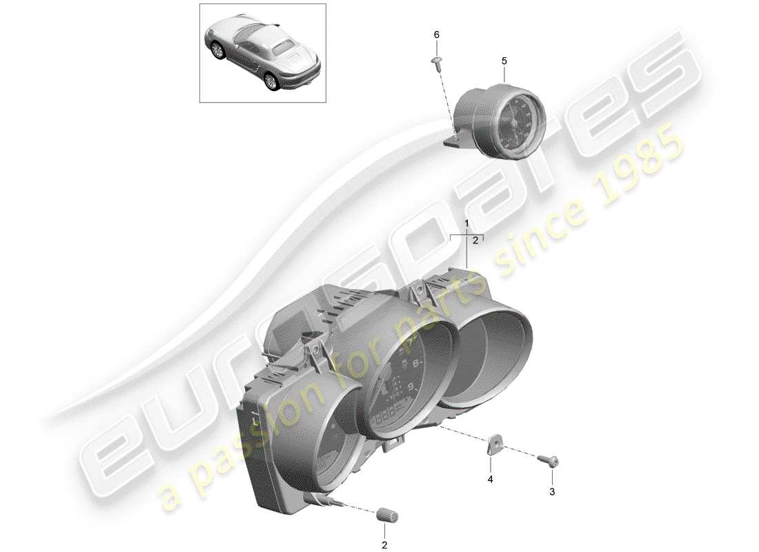 porsche 2017 (718 boxster) instrumentenkombination ersatzteildiagramm