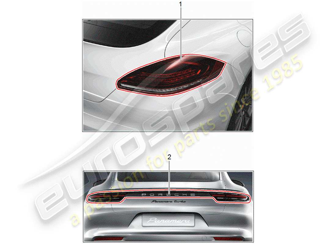 porsche 2016 (tequipment panamera) rücklicht ersatzteildiagramm