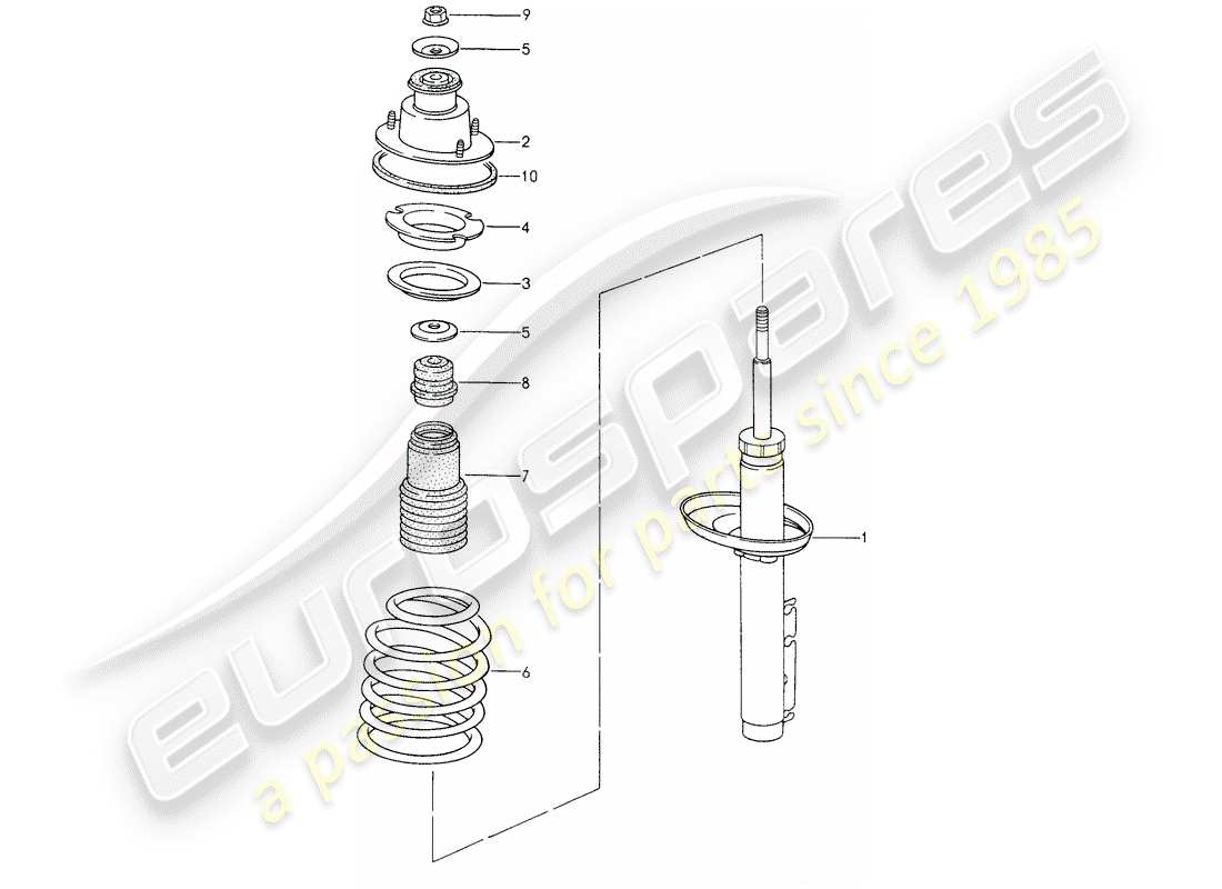 porsche 2000 (986 boxster) stossdämpfer - schraubenfeder ersatzteildiagramm