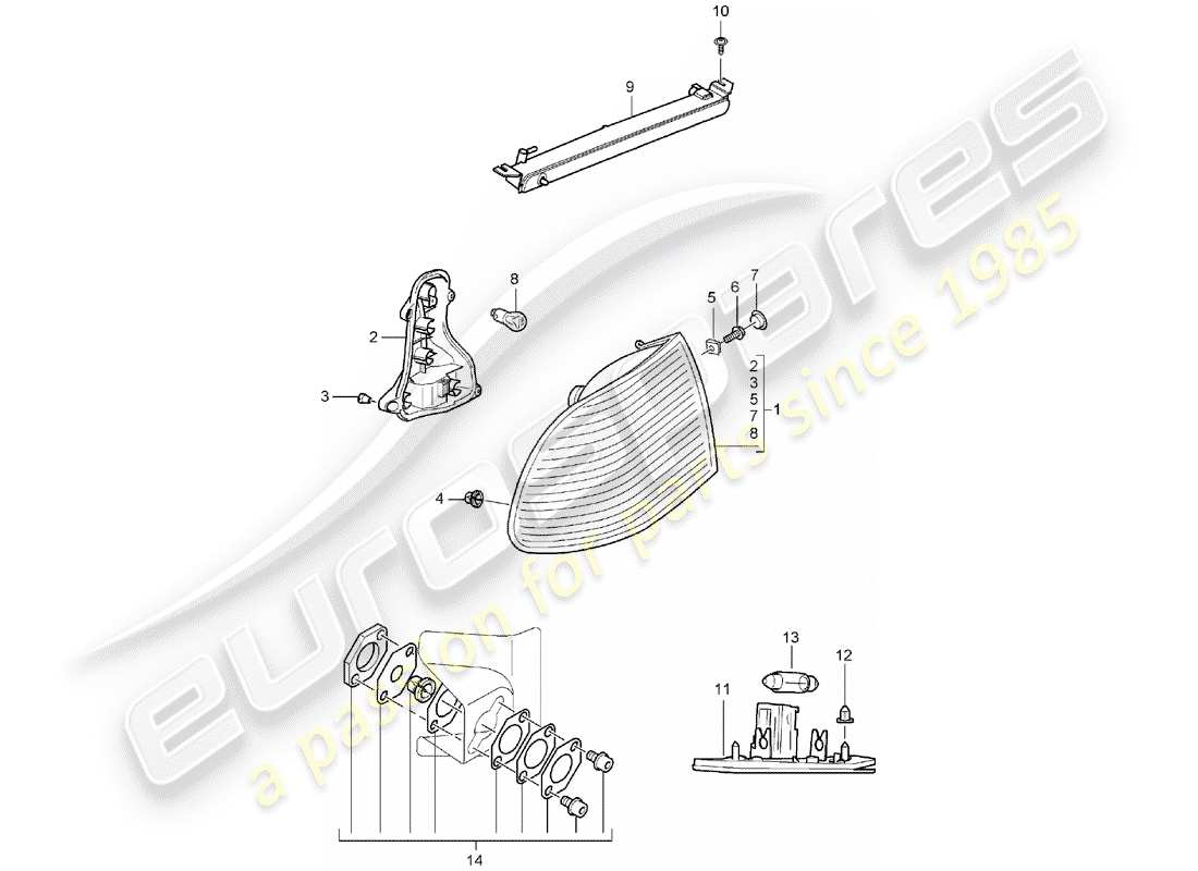 porsche 2003 (cayenne e1 9pa) rücklicht ersatzteildiagramm