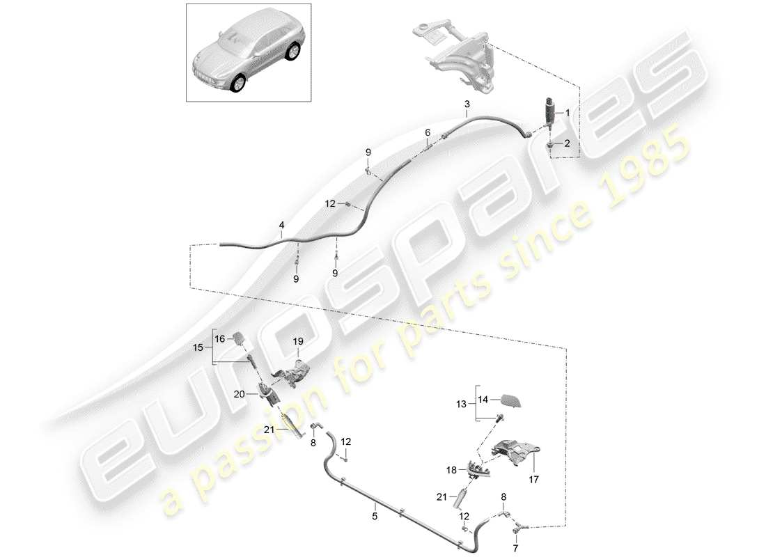 porsche 2016 (macan) scheibe teilediagramm
