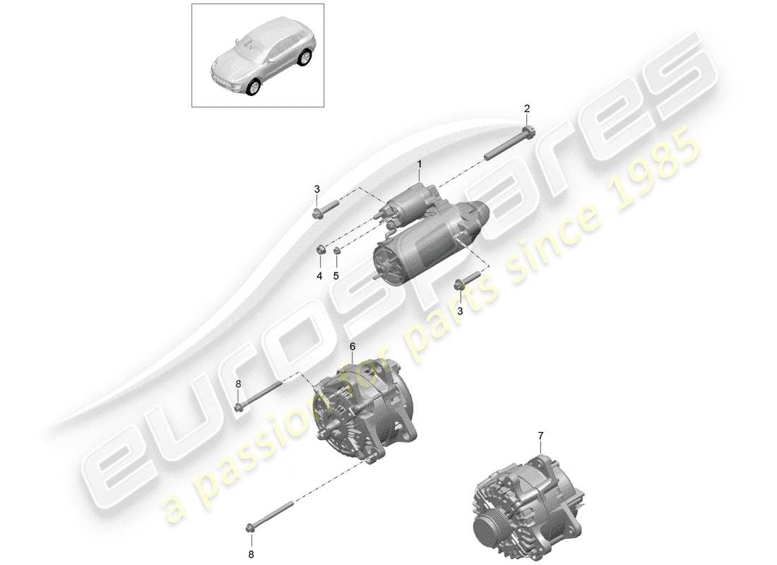 porsche 2017 (macan) starter-ersatzteildiagramm