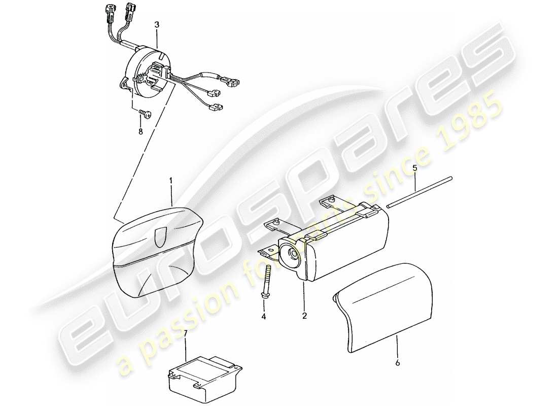 porsche 2002 (996 gt3) airbag-teilediagramm