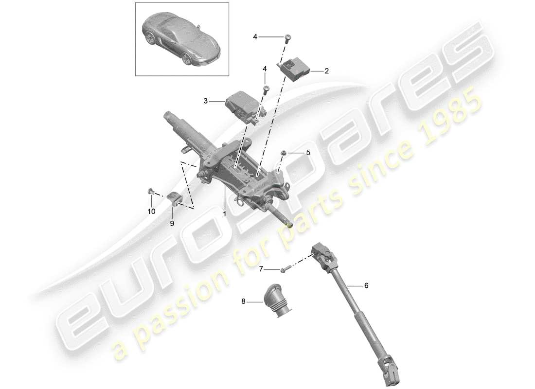 porsche 2015 (981 boxster) lenksäule ersatzteildiagramm