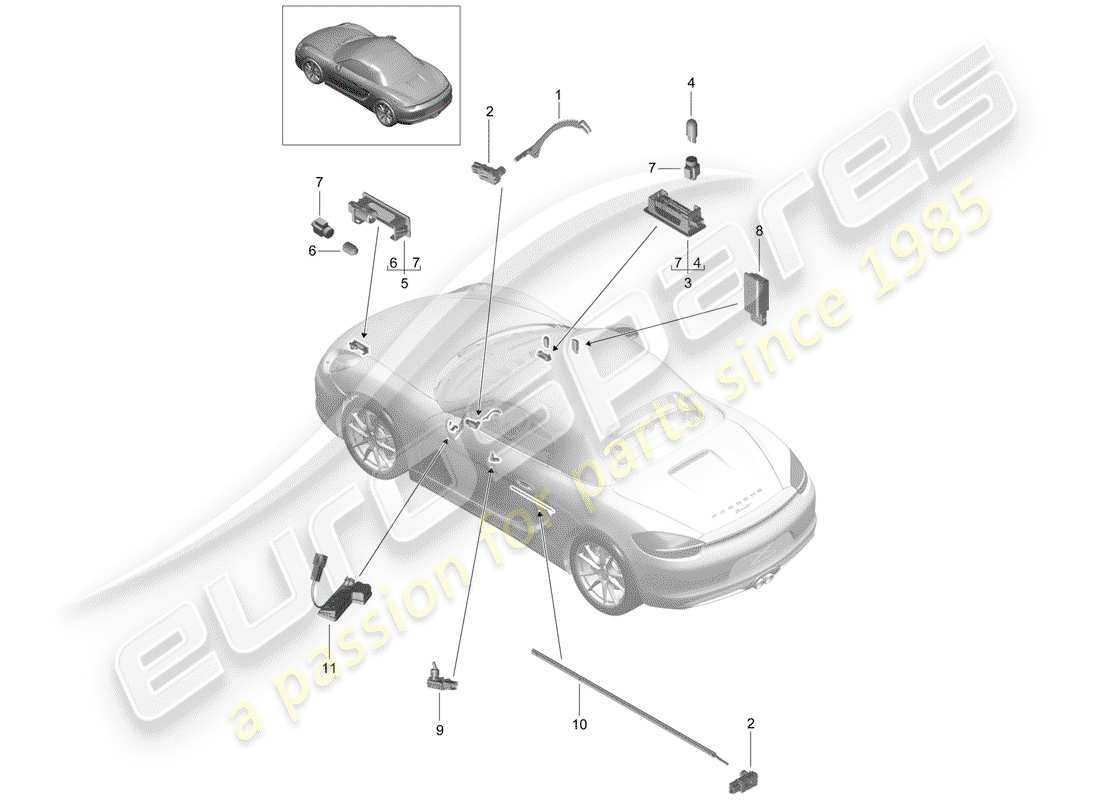 porsche 2012 (981 boxster) innenleuchten ersatzteildiagramm