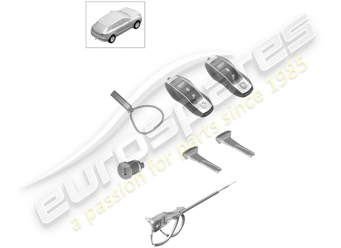 porsche 2015 (macan) 1 schlosszylindersatz mit teilediagramm