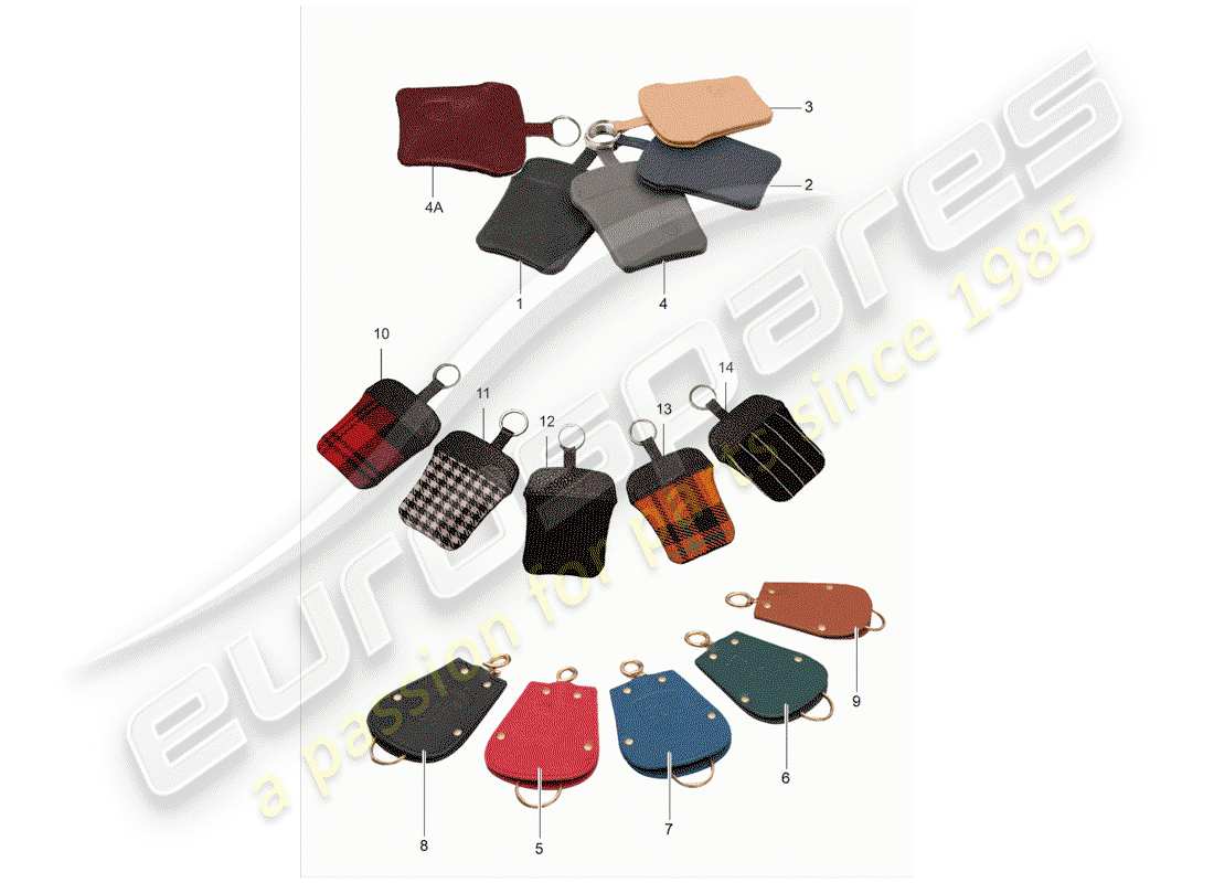 porsche classic accessories (2013) schluessel-etui - leather ersatzteildiagramm