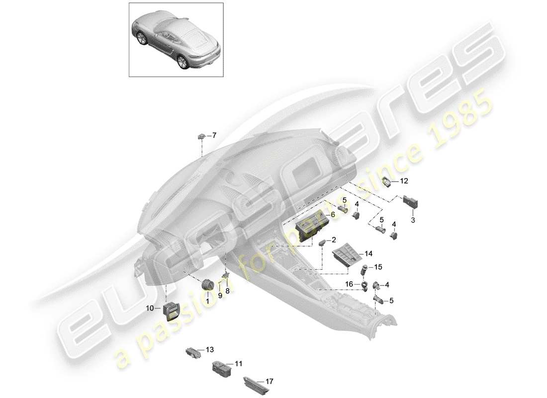 porsche 2018 (718 cayman) switch-ersatzteildiagramm