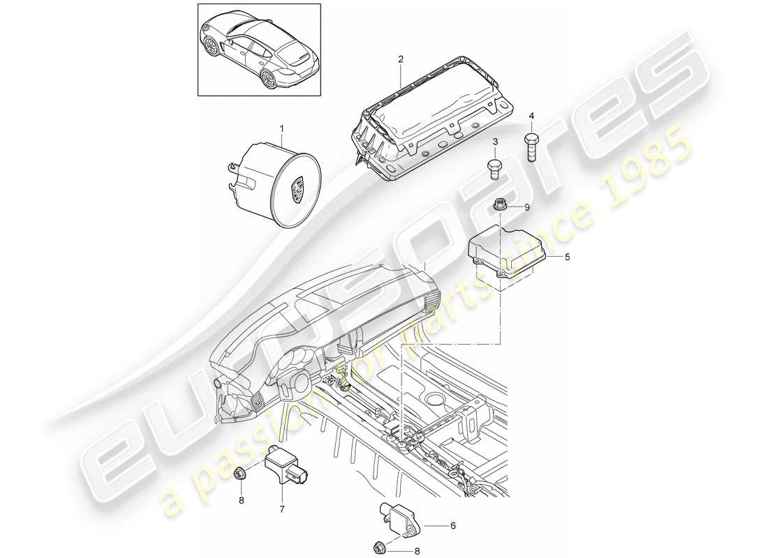 porsche 2010 (panamera 970) airbag-teilediagramm