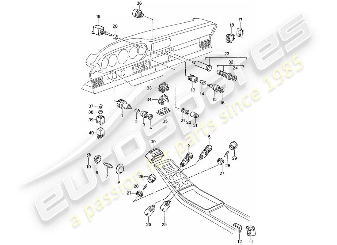 porsche 1988 (959) switch-ersatzteildiagramm