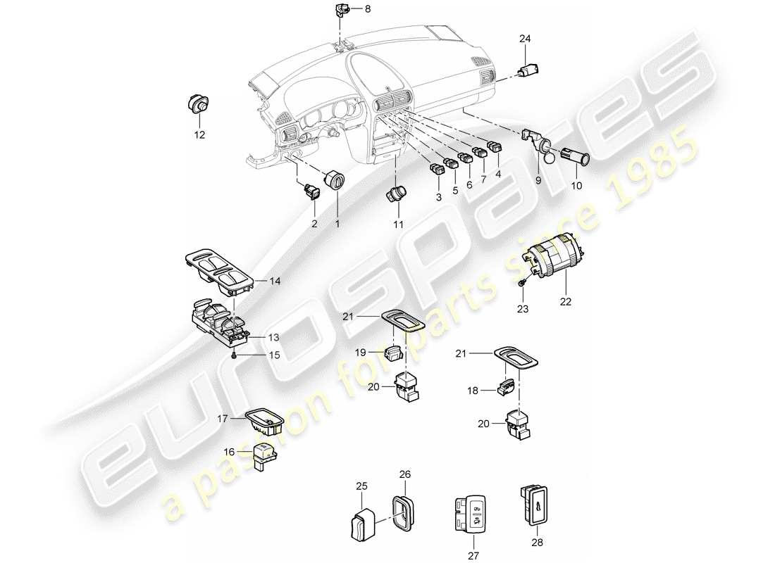 porsche 2010 (cayenne e1 9pa) schalten teilediagramm