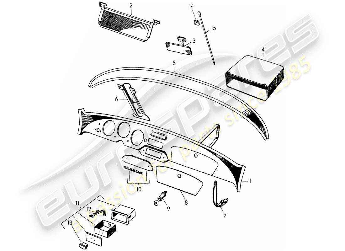 porsche 1959 (356/356a) dashboard-ersatzteildiagramm