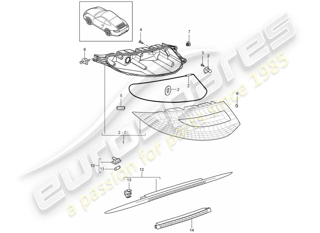 porsche 2011 (997-2) rücklicht ersatzteildiagramm