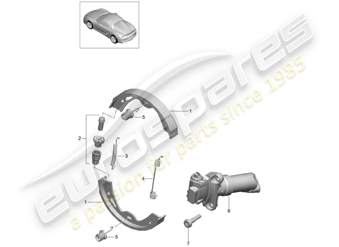 porsche 2016 (981 boxster spyder) parkbremse ersatzteildiagramm