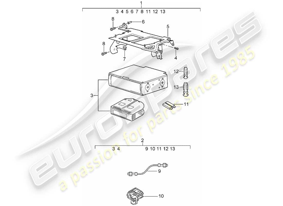 porsche 2003 (tequipment cayenne) cd-wechsler ersatzteildiagramm