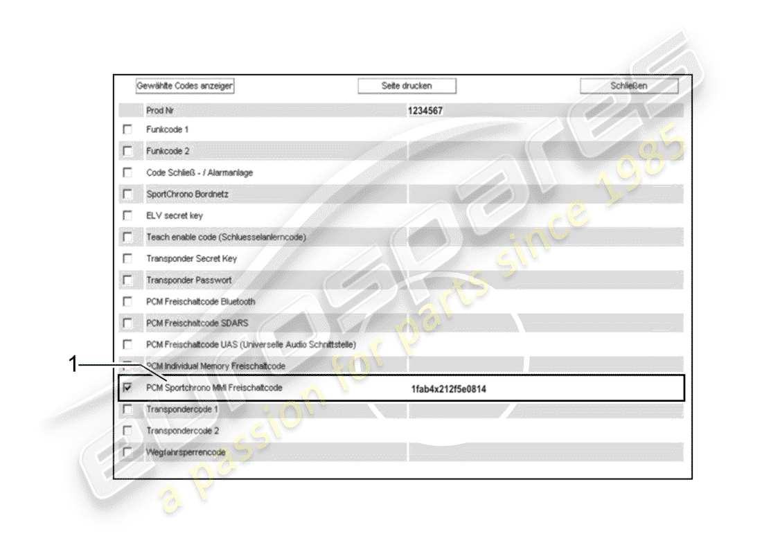 porsche 1995 (tequipment) software teilediagramm