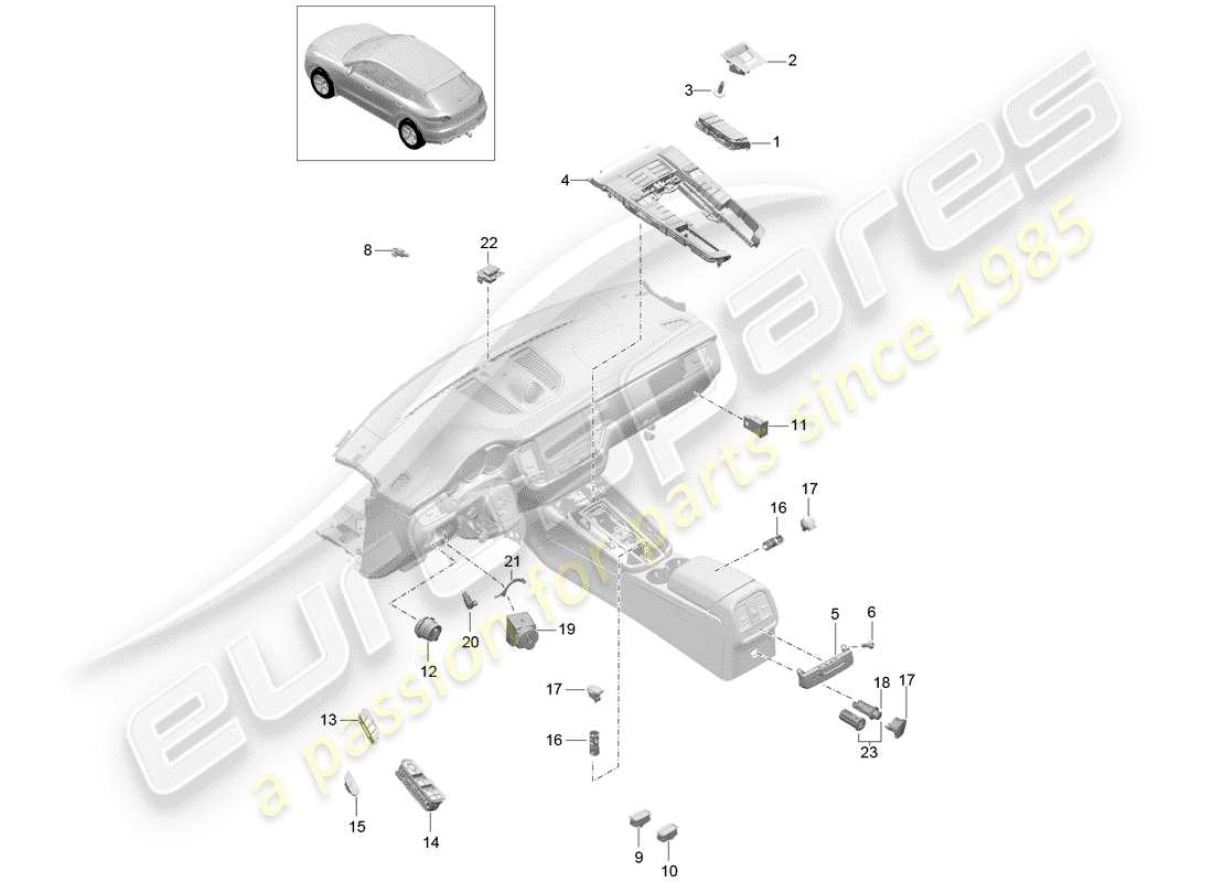 porsche 2017 (macan) switch-ersatzteildiagramm