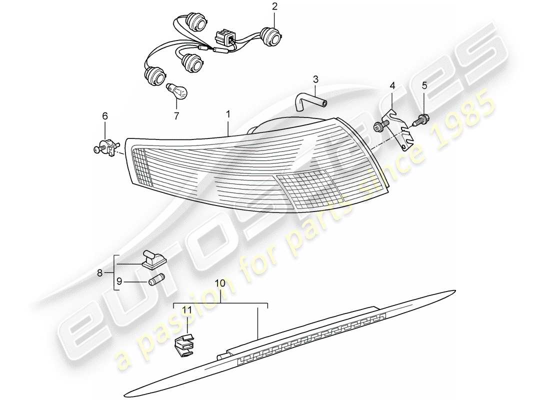 porsche 2008 (997-1 gt3) rücklicht ersatzteildiagramm