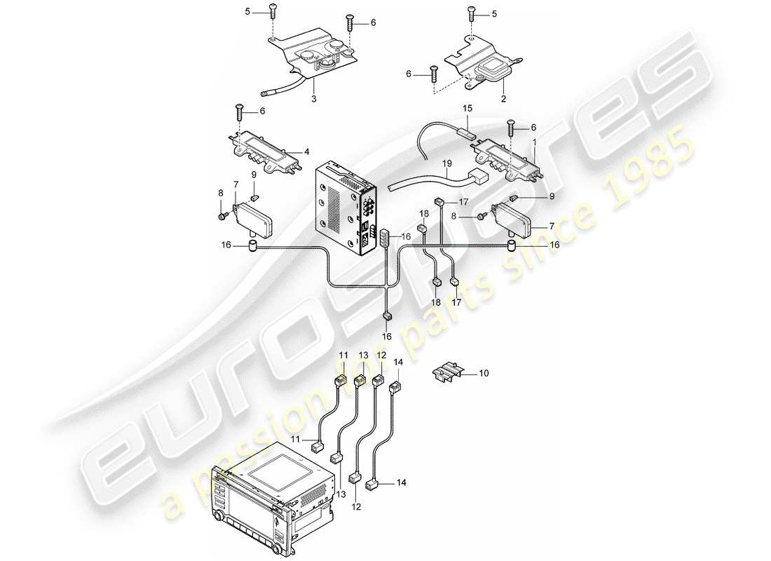 porsche 2007 (cayenne e1 9pa) antennenverstärker teilediagramm