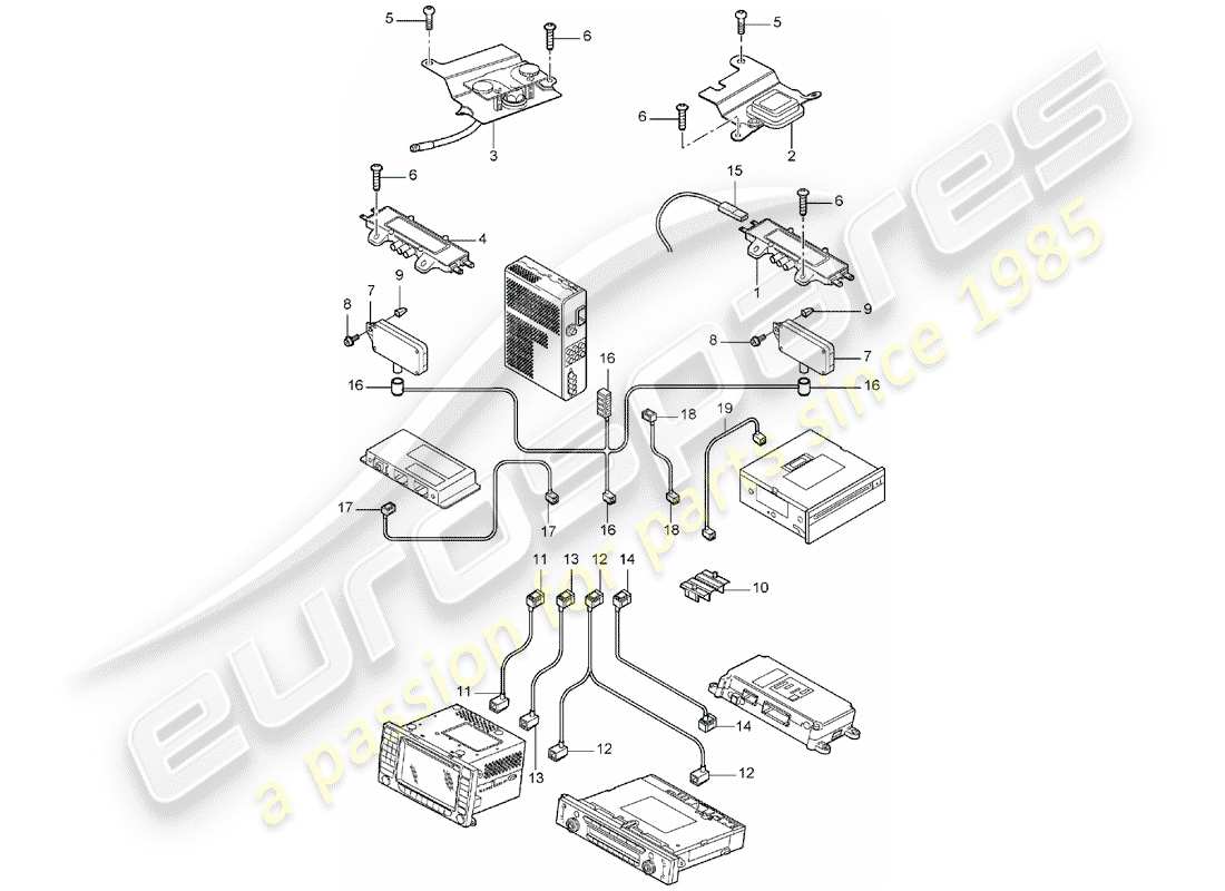 porsche 2004 (cayenne e1 9pa) antennenverstärker teilediagramm