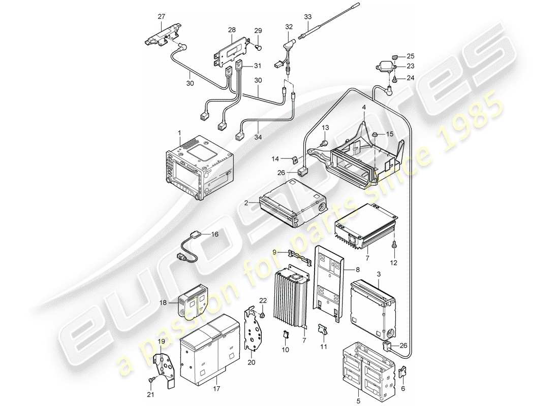 porsche 2008 (997-1) funkgerät teilediagramm