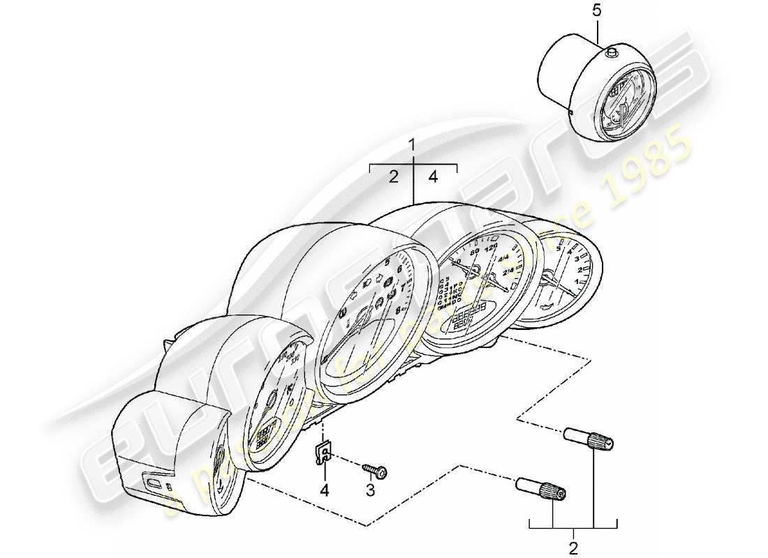 porsche 2008 (997-1) instrumente teilediagramm