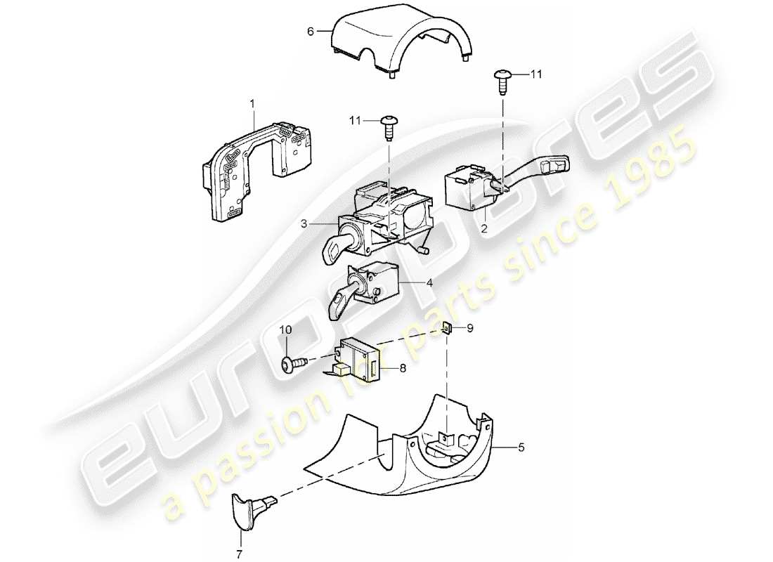 porsche 2004 (cayenne e1 9pa) lenkstockschalter ersatzteildiagramm