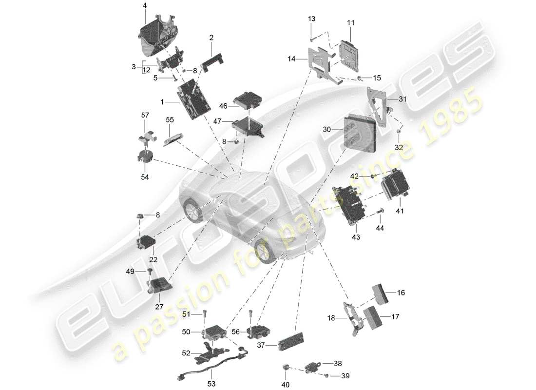 porsche 2018 (macan) steuergeräte ersatzteildiagramm