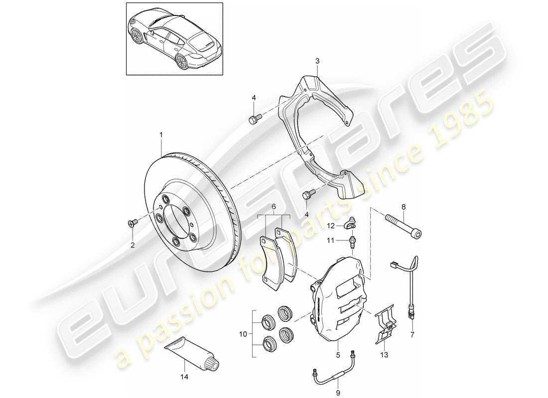 porsche 2010 (panamera 970) scheibenbremsen ersatzteildiagramm