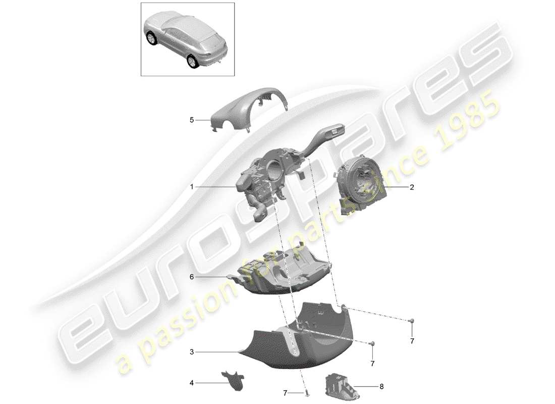 porsche 2015 (macan) lenkstockschalter ersatzteildiagramm