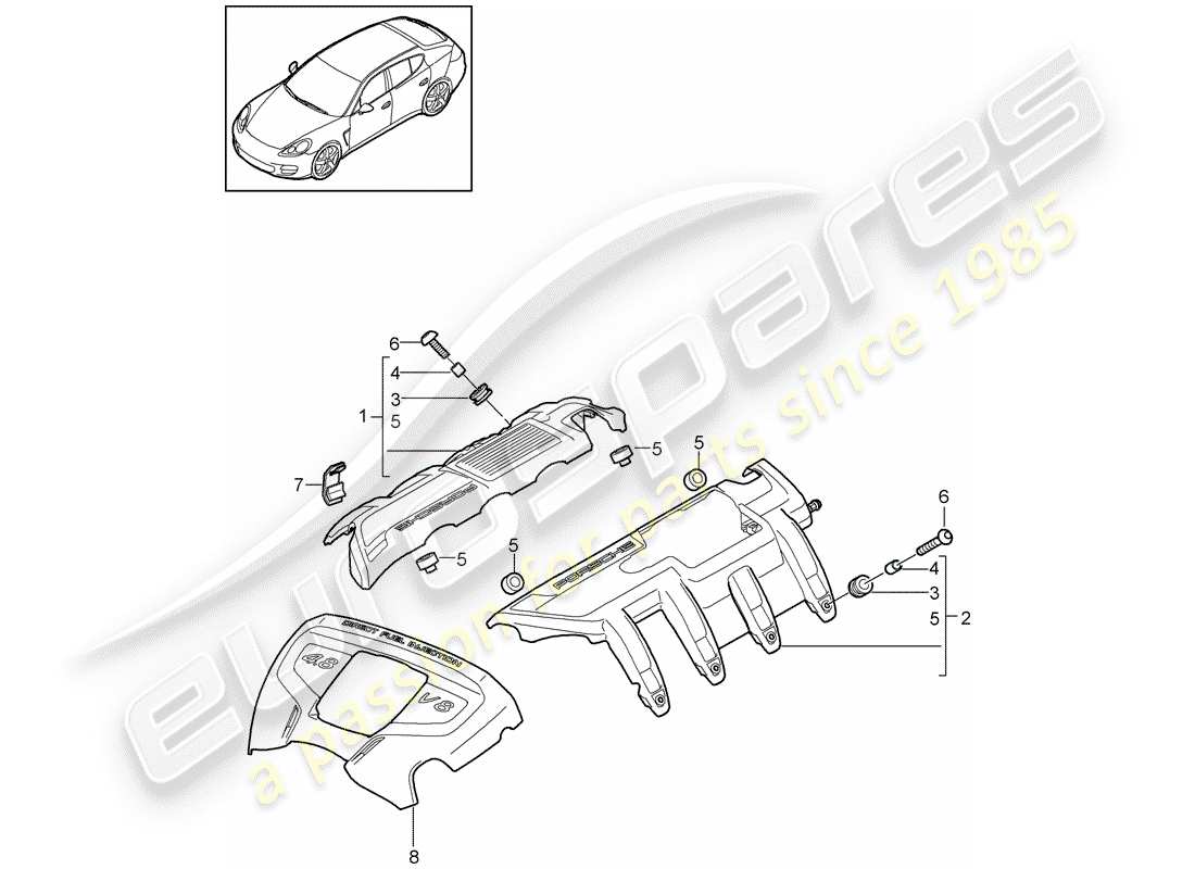 porsche 2010 (panamera 970) motorabdeckung ersatzteildiagramm