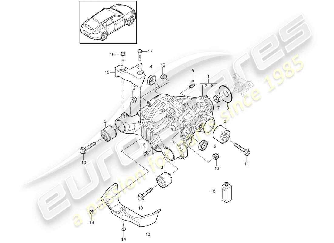 porsche 2010 (cayenne e1 9pa) hinterachsdifferential teilediagramm