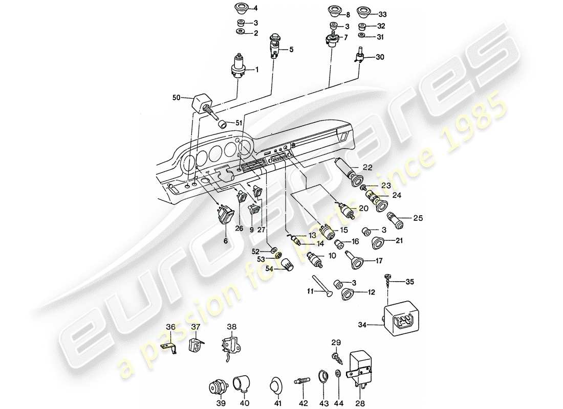 porsche 1975 (911) switch-ersatzteildiagramm
