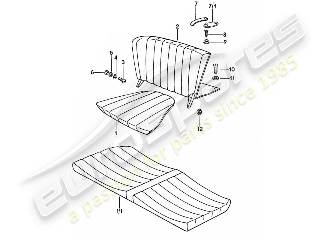 porsche 1974 (911) notsitz ersatzteildiagramm