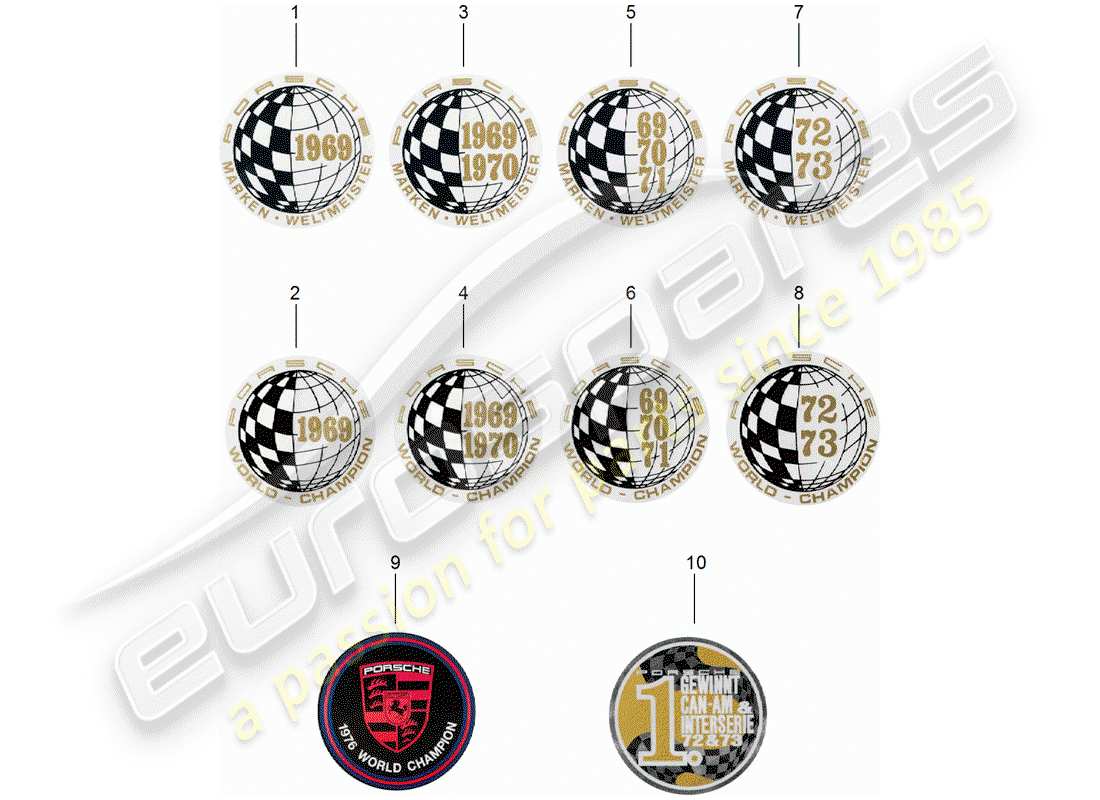 porsche 2008 (accessories) aufkleber teilediagramm