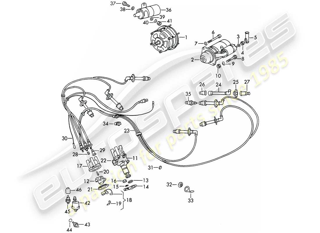 porsche 1967 (911/912) motorelektrik teilediagramm