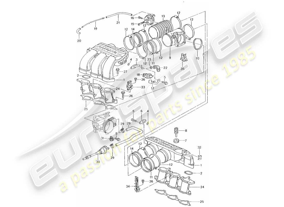 porsche 2004 (996) ansaugluftverteiler teilediagramm