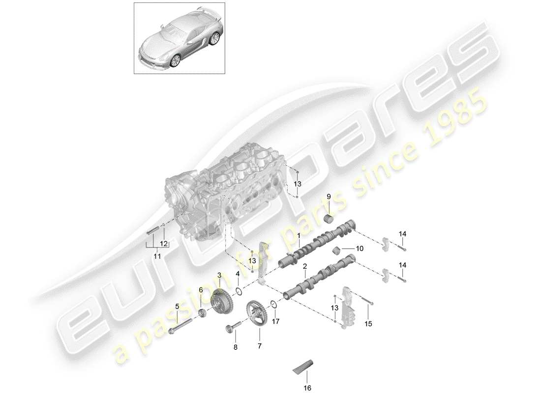 porsche 2016 (981 cayman gt4) nockenwelle teilediagramm