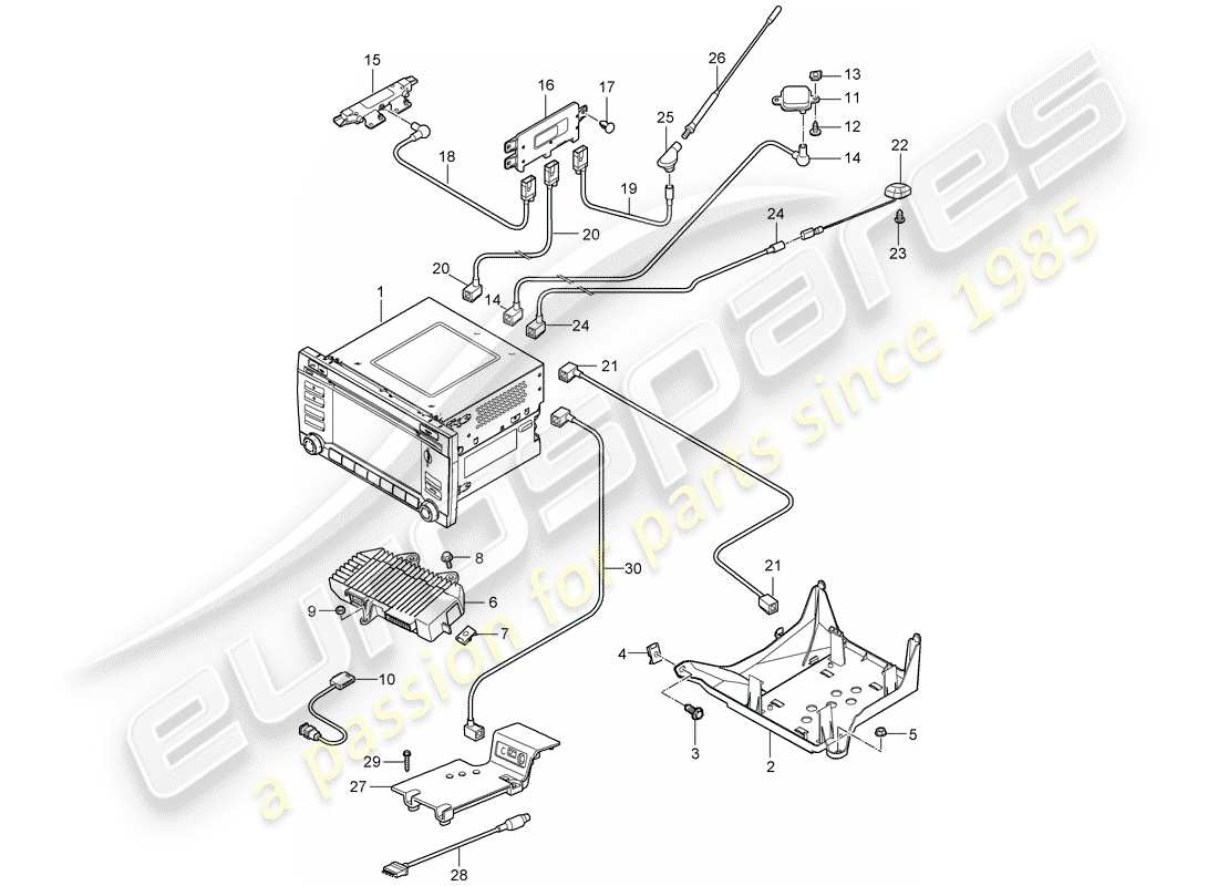 porsche 2009 (997-2 gt3) bedieneinheit teilediagramm