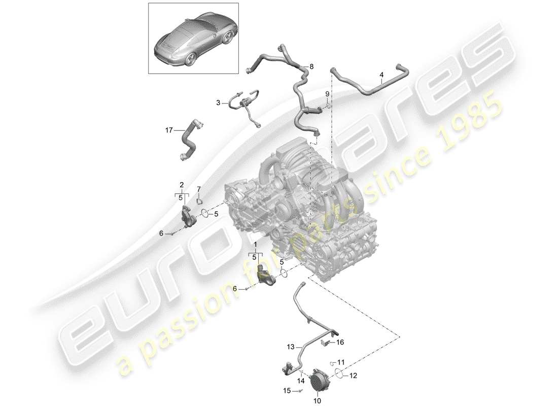 porsche 2016 (991-1) kurbelgehäuse-teilediagramm