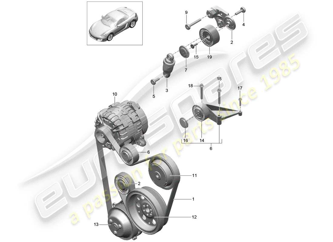 porsche 2015 (981 boxster) riemenspanner ersatzteildiagramm