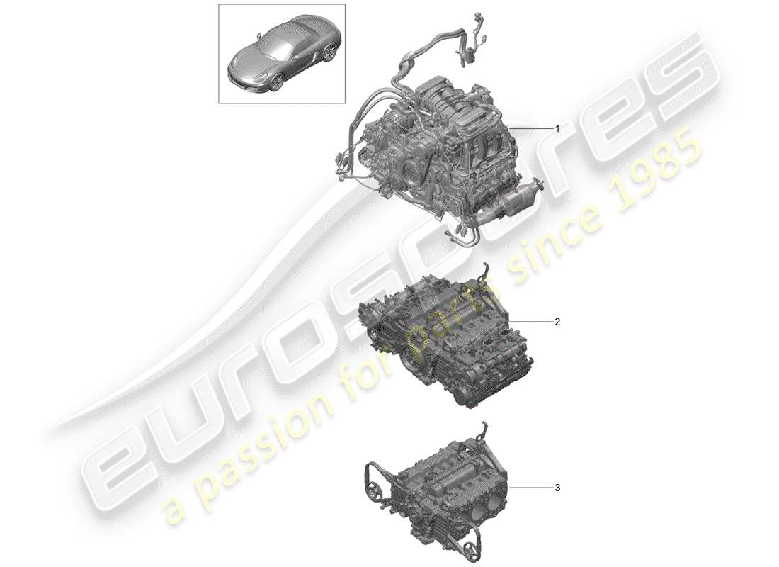 porsche 2015 (981 boxster) ersatzteildiagramm für den motorersatz