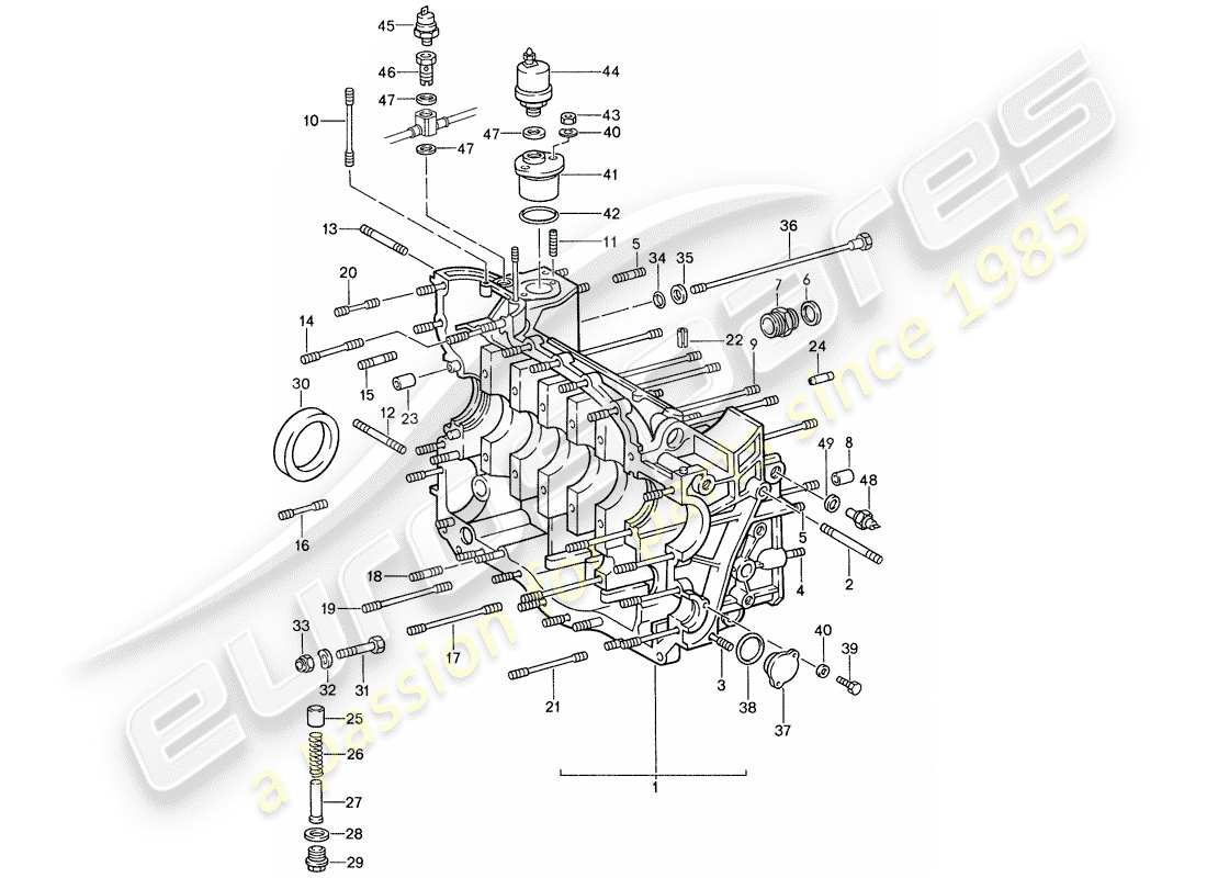 porsche 1988 (959) kurbelgehäuse-teilediagramm
