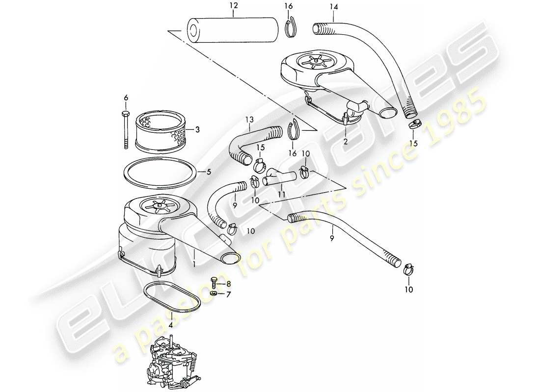 porsche 1969 (911/912) dämpferfilter - 2. - version - - knecht - ersatzteildiagramm