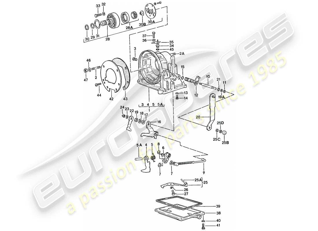 porsche 1986 (924s) getriebegehäuse - automatikgetriebe teilediagramm