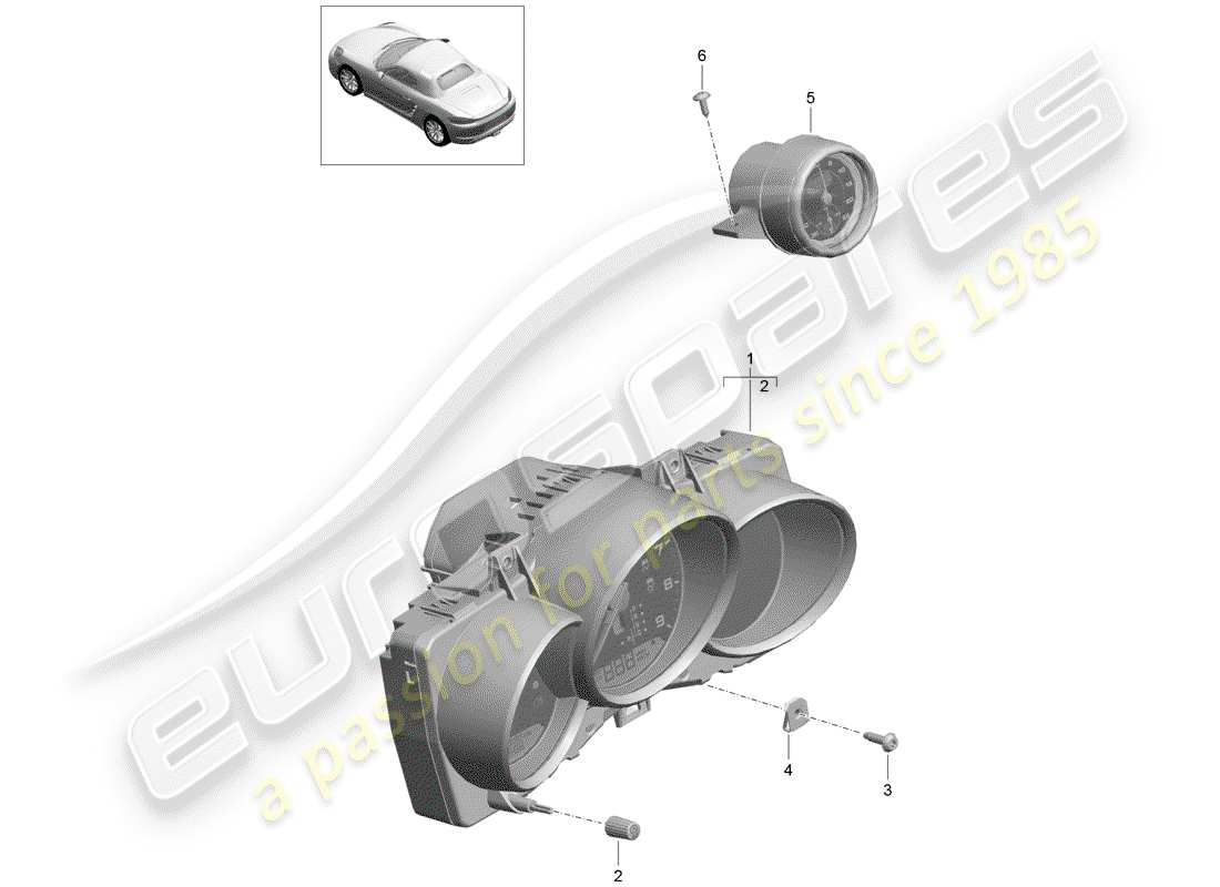 porsche 2018 (718 boxster) instrumentenkombination ersatzteildiagramm
