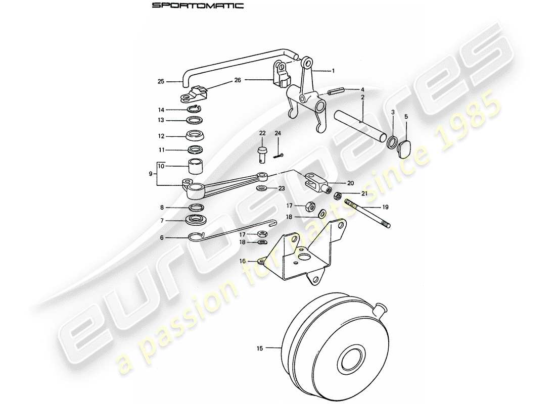 porsche 1974 (911) kupplungsausrückung ersatzteildiagramm