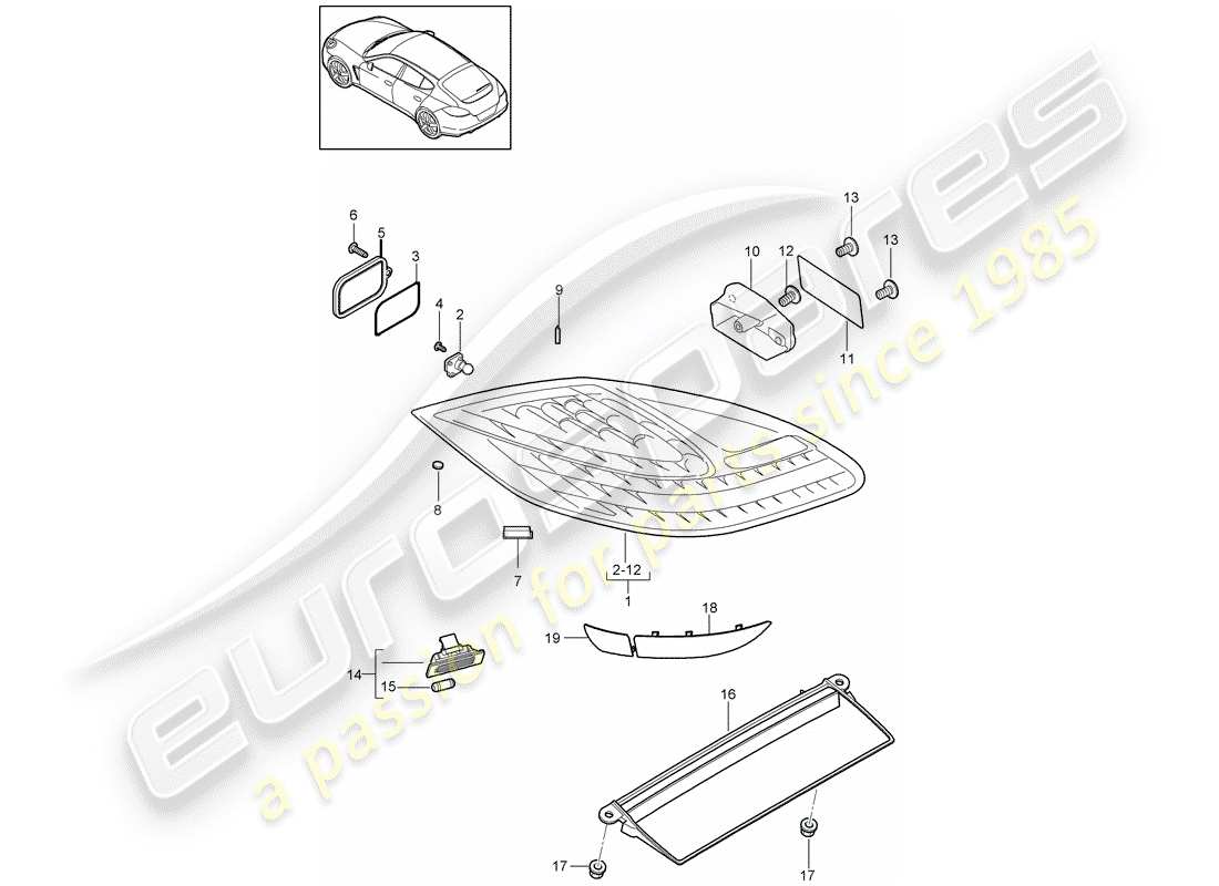 porsche 2014 (panamera 970) rücklicht ersatzteildiagramm