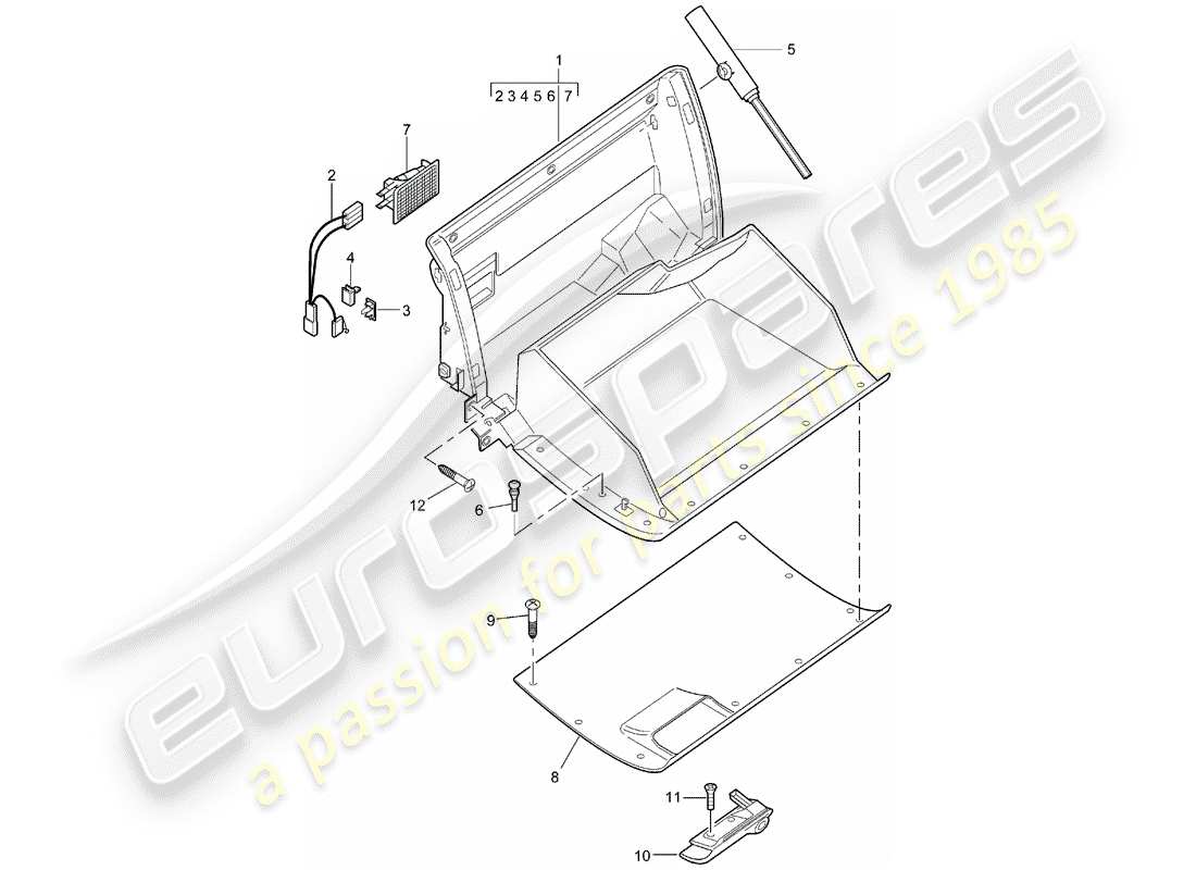 porsche 2000 (986 boxster) handschuhfach - d - mj 2003>> ersatzteildiagramm