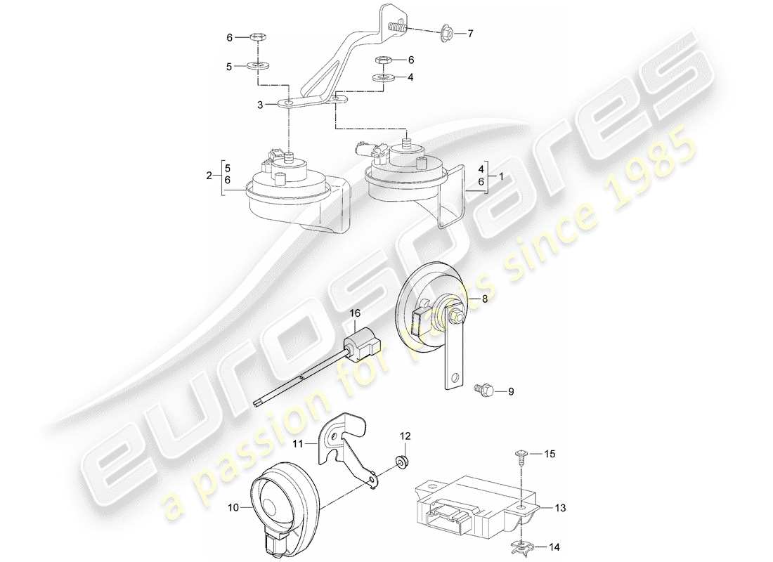 porsche 2009 (997-2) fanfare horn ersatzteildiagramm